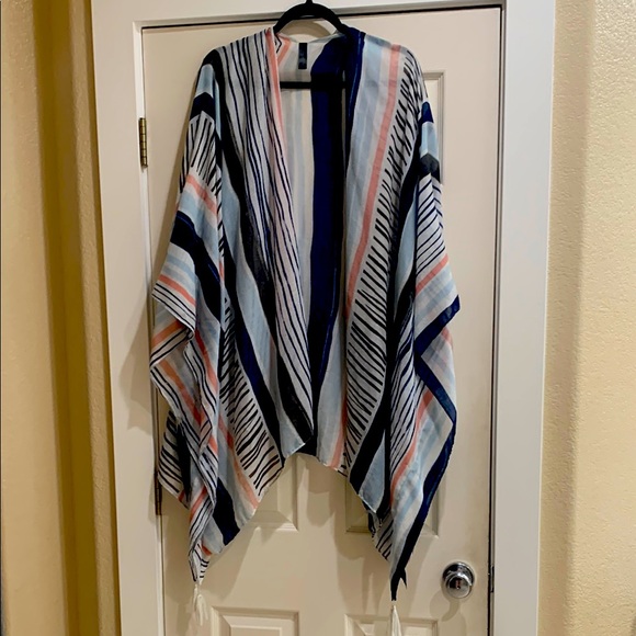 Lane Bryant Other - Lane Bryant Open Front Shawl Blue White Pink Black. one size fits all